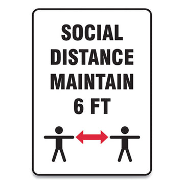 Accuform® Social Distance Signs, Wall, 7 X 10, "social Distance Maintain 6 Ft", 2 Humans-arrows, White, 10-pack freeshipping - TVN Wholesale